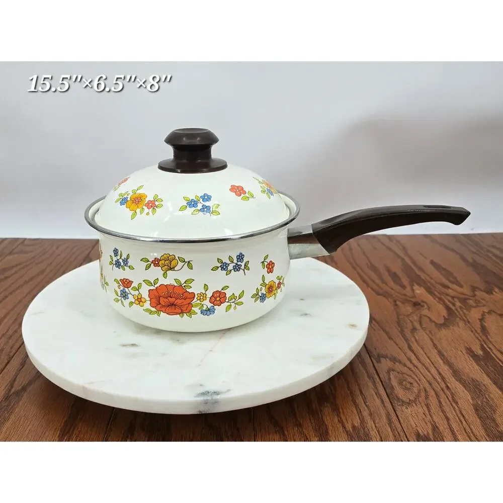 Vintage Summer Garden by Excel 1 Quart Saucepan Cottagecore Boho Kitschy‎